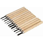 Set 12 mini dalti sculptura lemn lut și ceară cu maner de lemn