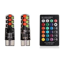 Set 2 Becuri LED RGB Auto Cu Telecomanda soclu T10  cu BILUTE/ 192 / w5w putere 2W