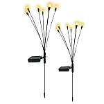 Set 2 Lampi solare LED Alb Cald cu 6 bulbi decoratiune gradina licurici