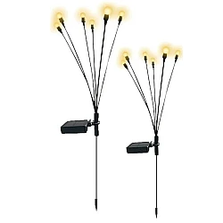 Set 2 Lampi solare LED Alb Cald cu 6 bulbi decoratiune gradina licurici