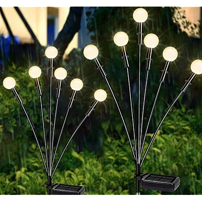 Set 2 Lampi solare LED Alb Cald cu 6 bulbi decoratiune gradina licurici Set 2 Lampi solare LED Alb Cald cu 6 bulbi decoratiune gradina licurici
