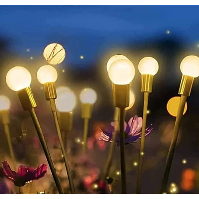Set 2 Lampi solare LED Alb Cald cu 6 bulbi decoratiune gradina licurici Set 2 Lampi solare LED Alb Cald cu 6 bulbi decoratiune gradina licurici
