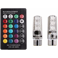 Set 2 becuri T10 LED auto RGB cu telecomanda putere 2W
