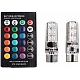 Set 2 becuri T10 LED auto RGB cu telecomanda putere 2W Set 2 becuri T10 LED auto RGB cu telecomanda putere 2W