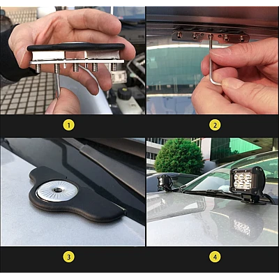 Set 2 x Suport Capota FICSI pentru fixare LED BAR / proiectoare capota universal dreptunghiular