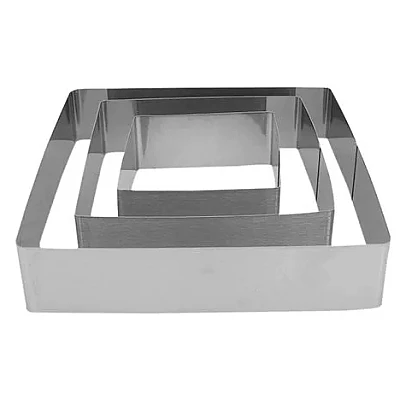 Set 3 forme pentru tort patrat inox Set 3 forme pentru tort patrat inox