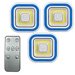 Set 3 lampi LED COB patrate cu telecomanda si control de la distanta ALBE