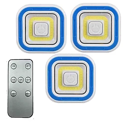 Set 3 lampi LED COB patrate cu telecomanda si control de la distanta ALBE