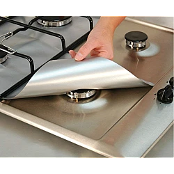 Set 4 Folii TEFLON GRI Detasabile pentru Aragaz din Teflon  Lavabila  Reutilizabila 