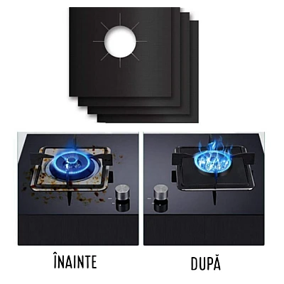 Set 4 Folii TEFLON NEGRU Detasabile pentru Aragaz din Teflon Lavabila Reutilizabila Negru Set 4 Folii TEFLON NEGRU Detasabile pentru Aragaz din Teflon Lavabila Reutilizabila Negru