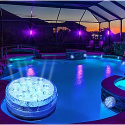 Set 4 lampi LED RGB  cu telecomanda  rezistente la apa Set 4 lampi LED RGB  cu telecomanda  rezistente la apa