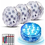 Set 4 lampi LED RGB  cu telecomanda  rezistente la apa