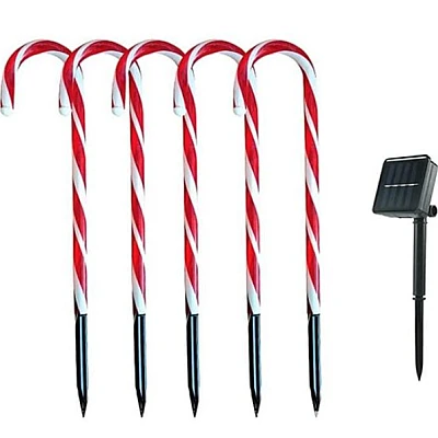 Set 5 Acadele de exterior incarcare solara 40 cm decoratiune luminoasa Set 5 Acadele de exterior incarcare solara 40 cm decoratiune luminoasa