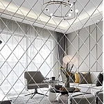 Set 58 Oglinzi Acrilice Autoadezive Luxer Model Romb dimensiune set 1 Metru partat 100 X 100 cm