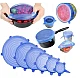 Set 6 capace pentru alimente flexibile din silicon transparent albastru Set 6 capace pentru alimente flexibile din silicon transparent albastru