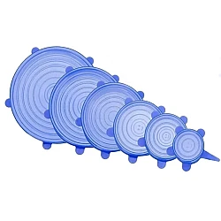 Set 6 capace pentru alimente flexibile din silicon transparent albastru