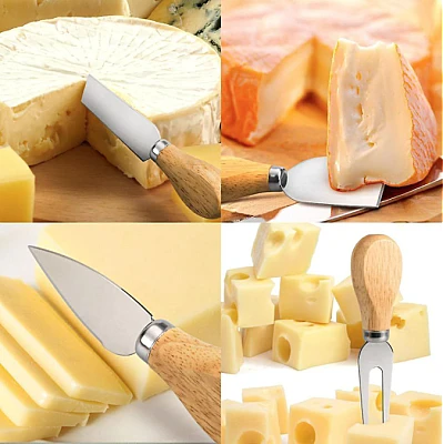 Set 6 cutite pentru branzeturi cu maner de lemn Set 6 cutite pentru branzeturi cu maner de lemn