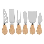 Set 6 cutite pentru branzeturi cu maner de lemn