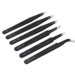 Set 6 pensete de precizie FAc otel inoxidabil antistatic Negru