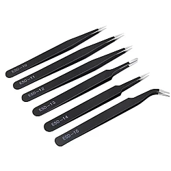 Set 6 pensete de precizie FAc otel inoxidabil antistatic Negru