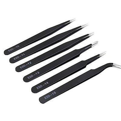 Set 6 pensete de precizie FAc otel inoxidabil antistatic Negru Set 6 pensete de precizie FAc otel inoxidabil antistatic Negru