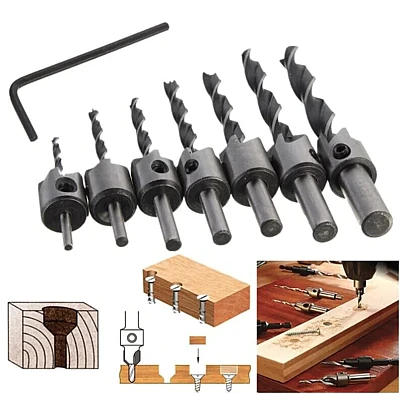 Set 7 Burghie pentru lemn LASERLINE cu Zencuitor/Limitare profunzime Set 7 Burghie pentru lemn LASERLINE cu Zencuitor/Limitare profunzime