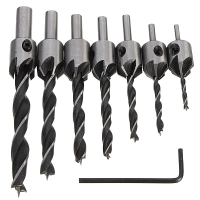 Set 7 Burghie pentru lemn LASERLINE cu Zencuitor/Limitare profunzime Set 7 Burghie pentru lemn LASERLINE cu Zencuitor/Limitare profunzime