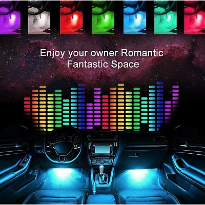 Set Lumini ambientale auto aplicatie dedicata iOS si Android 4 benzi LED Set Lumini ambientale auto aplicatie dedicata iOS si Android 4 benzi LED