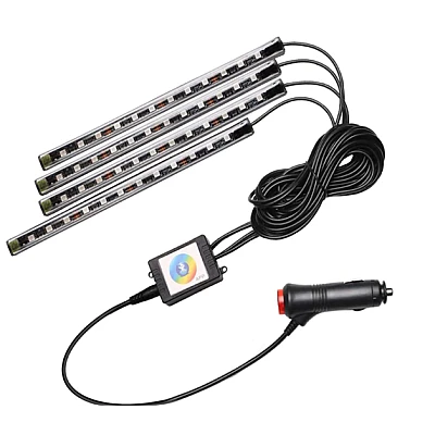 Set Lumini ambientale auto aplicatie dedicata iOS si Android 4 benzi LED Set Lumini ambientale auto aplicatie dedicata iOS si Android 4 benzi LED
