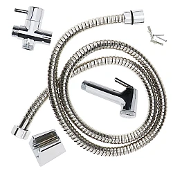 Set bideu cu furtun metalic 1.5m para si suport dus cromat