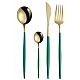 Set de 24 piese tacamuri in stil portughez- culoare verde si auriu Set de 24 piese tacamuri in stil portughez- culoare verde si auriu