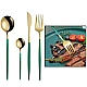 Set de 4 piese tacamuri in stil portughez- culoare turcoaz si auriu Set de 4 piese tacamuri in stil portughez- culoare turcoaz si auriu