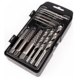 Trusa 12 extractoare suruburi rupte 12 piese burghie metal