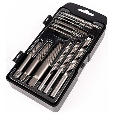 Trusa 12 extractoare suruburi rupte 12 piese burghie metal Trusa 12 extractoare suruburi rupte 12 piese burghie metal