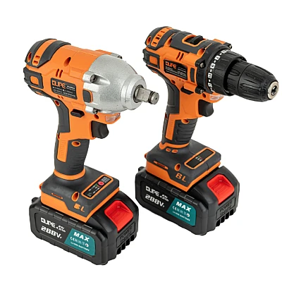 Trusa 1 masina de gaurit + 1 insurubat pe acumulator cu impact  2 acumulatori 4 Ah JPE