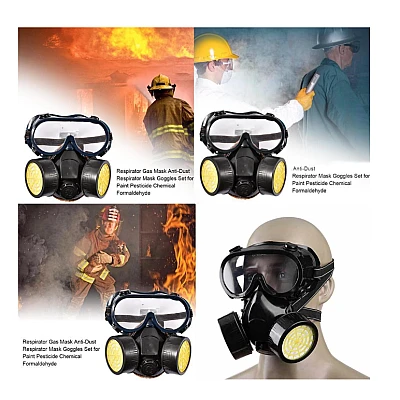 Set ochelari si masca de protectie KH-A-5 pentru lucru in mediu chimic vapori vopsea sau praf Set ochelari si masca de protectie KH-A-5 pentru lucru in mediu chimic vapori vopsea sau praf