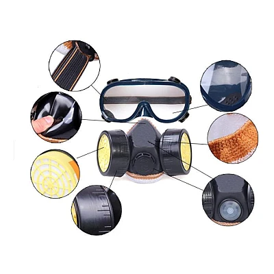 Set ochelari si masca de protectie KH-A-5 pentru lucru in mediu chimic vapori vopsea sau praf Set ochelari si masca de protectie KH-A-5 pentru lucru in mediu chimic vapori vopsea sau praf