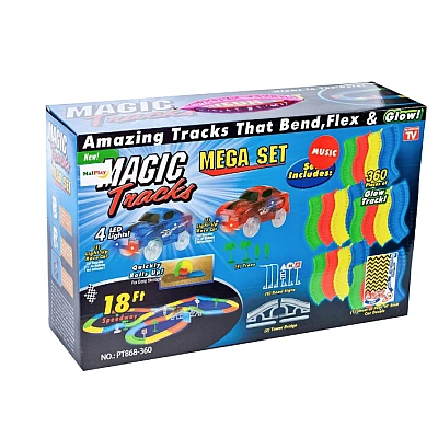 Set pista magica cu 2 masinute Amazing Tracks Include 360 de piese Set pista magica cu 2 masinute Amazing Tracks Include 360 de piese