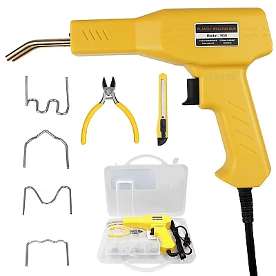Set pistol de lipit/accesorii pentru plastic 50W H50 220V Galben Set pistol de lipit/accesorii pentru plastic 50W H50 220V Galben
