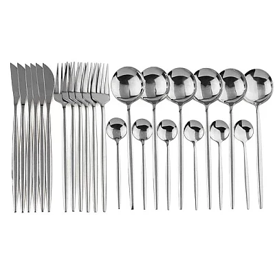Set tacamuri 24 piese stil portughez otel inoxidabil culoare ARGINTIU Set tacamuri 24 piese stil portughez otel inoxidabil culoare ARGINTIU