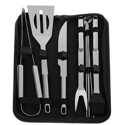 Set ustensile pentru gratar cu 9 accesorii otel inoxidabil Set ustensile pentru gratar cu 9 accesorii otel inoxidabil