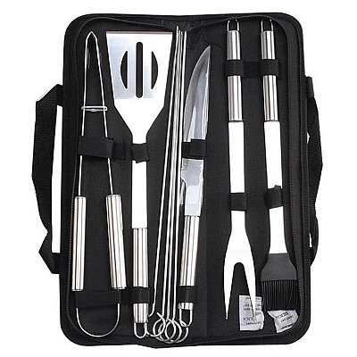 Set ustensile pentru gratar cu 9 accesorii otel inoxidabil Set ustensile pentru gratar cu 9 accesorii otel inoxidabil