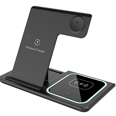 Statie Incarcare Wireless Portabila 3-in-1 pentru telefon ceas casti Statie Incarcare Wireless Portabila 3-in-1 pentru telefon ceas casti