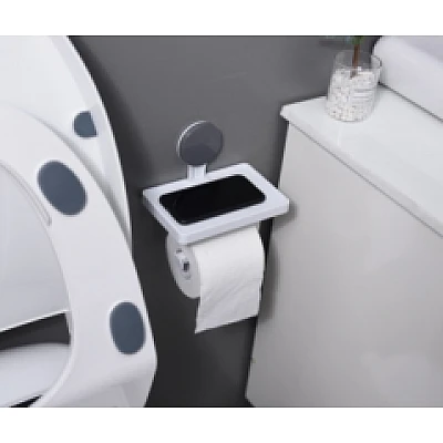 Suport hartie igienica NO:214 cu fixare pe perete cu raft pentru telefon Suport hartie igienica NO:214 cu fixare pe perete cu raft pentru telefon