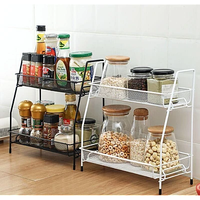 Suport organizator din metal cu 2 etajere AMIGOLD Suport organizator din metal cu 2 etajere AMIGOLD