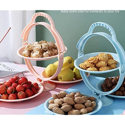 Suport pliabil cu 3 tavi pentru fructe dulciuri snack Suport pliabil cu 3 tavi pentru fructe dulciuri snack
