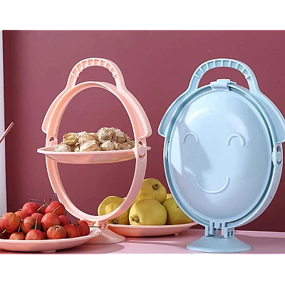 Suport pliabil cu 3 tavi pentru fructe dulciuri snack Suport pliabil cu 3 tavi pentru fructe dulciuri snack