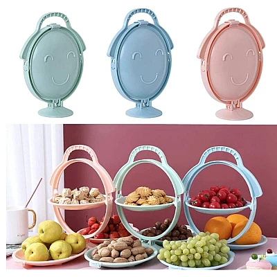 Suport pliabil cu 3 tavi pentru fructe dulciuri snack Suport pliabil cu 3 tavi pentru fructe dulciuri snack