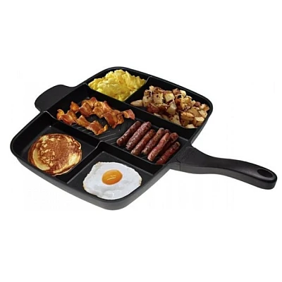 Tigaie grill multifunctionala cu 5 compartimente pentru gatit MANER LEMN