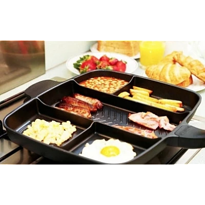 Tigaie grill multifunctionala cu 5 compartimente pentru gatit MANER LEMN